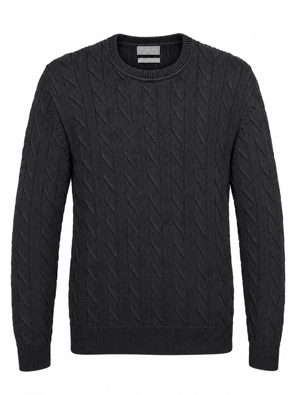 Talbots Men’s Mercerized Pima Cotton Cable Knit Crewneck Sweater Black Large
